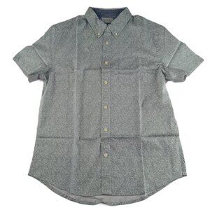 Jachs Men's Short Sleeve Button Down Shirt Size Small Grey Floral Stretch Poplin